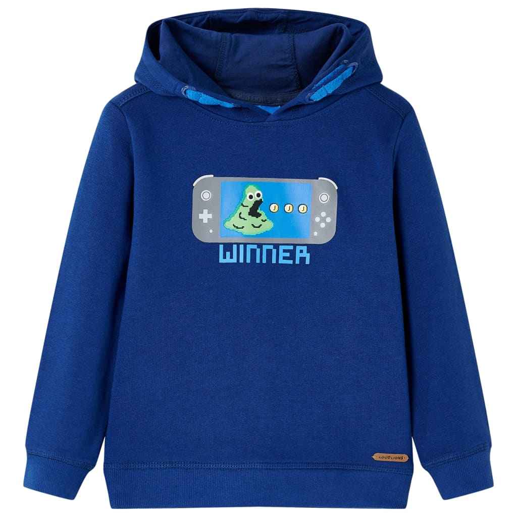 Sweatshirt para criança com capuz azul-escuro 92